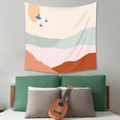 Arazzo paesaggio astratto con sole e uccelli per decorazione murale stile boho - 73X95CM / Paesaggio Rondine (Spazzolato)