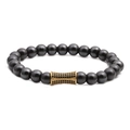 Pulsera de cuentas de hematita negra pulida con un cilindro dorado y cristales negros - Dorado