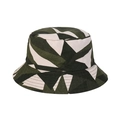 Detail of color block bucket hat showing green and beige cotton twill fabric texture - M (56-58cm) / Khaki Color Block
