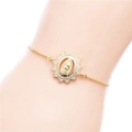 Bracelet ajustable doré avec pendentif de la Vierge Marie et zircons cubiques sertis - boîte chaîne / Doré