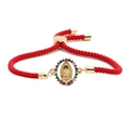 Bracciale regolabile in corda rossa con medaglia Vergine Maria dorata e zirconi colorati - Catena in corda rossa / Rosso