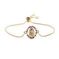 Pulsera ajustable de cobre chapada en oro con colgante de Virgen María y circonitas - Cadena De Cajas Mnls