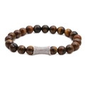 Pulsera de cuentas de ojo de tigre con espaciador tubular plateado de cristales en blanco - Oro Blanco