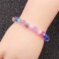 Buntes gefrostetes Mondstein-Perlenarmband mit funkelnder Kristallkugel für Herren Damen - Silber B