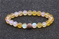 Frosted yellow moonstone bead bracelet with rose gold micro-pave charm on black background - Rose Gold 13 (Frosted Yellow)