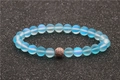 8mm moonstone beaded bracelet with rose gold micro-pave zircon ball on dark surface - Rose Gold 14 (Frosted Light Blue)