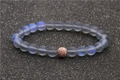 Bracciale in pietra di luna con perle grigio-blu opache e ciondolo in cristallo oro rosa - Oro Rosa-Blu Grigio (Oro Rosa 22)