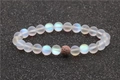 Bracciale di perle di pietra di luna opaca con sfera di zirconi in oro rosa - Oro Rosa-Rosa (Oro Rosa 21)