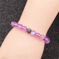 Pulsera de cuentas moradas traslúcidas con una bola de circonita negra para hombres y mujeres - Morado