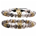 Crown dragon stone and moonstone beaded bracelets set for men and women - Dragon Vein Stone Set