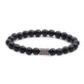 Faceted blue sandstone beaded bracelet with micro-pave zircon cylinder focal bead - Faceted Blue Sandstone Cylinder Style