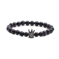 Bracciale di perline in pietra blu con charm a corona su sfondo bianco puro - Pietra Arenaria Blu Sfaccettata Stile Corona 2
