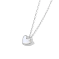 Collar de corazón de plata de ley S925 con nácar blanco y colgante de pavé de circonitas - Plata 925 / Color Platino (Con Cadena de Cruz)