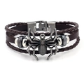 Bracciale punk vintage in pelle intrecciata marrone con ciondolo a ragno in metallo - Marrone