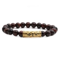 Tigerauge-Perlenarmband mit goldene hohlzylindrische Anhängern und schwarzen Strasssteinen - Kreuz Gebogenes Rohr Stil A