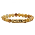 Bracciale di perline occhio di tigre con tubo dorato e dettagli in zircone nero - Stile Tubo Curvo
