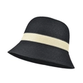 Detailed macro shot of the woven texture and cream band on a black straw bucket hat. - M (56-58cm) / Black