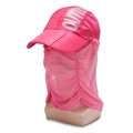 Ademende roze outdoor zonnehoed met mesh gezichtsmasker voor buitenactiviteiten - Verstelbaar / Rozerood