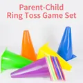 Colorful plastic cone and ring toss set for kids indoor and outdoor sports games - 6 Cones / 10 Rings