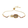 Verstellbares Kupfer-Ananas-Armband mit buntem Zirkonia-Besatz für Damen und Herren - Regenbogen Zirkon Kette Ananas Stil B