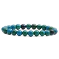 Lapis Lazuli Phoenix beaded bracelet with blue and green natural stone for men and women - 6mm / Teal