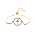 Adjustable golden copper bracelet with dancing ballerina and rainbow zircon stones - A Colorful CZ Chain