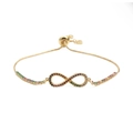 Dettaglio del bracciale infinity dorato regolabile con zirconi colorati incastonati - Infinito Incastonato Con Zirconia Colorata / Infinito B