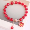 S137 Rotes Mohnperlen-gänseblümchen-armband Mit Individueller Verpackungstüte