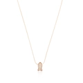 Detail view of rose gold mermaid necklace with white opal stone on white backdrop - Rose Gold Chain White Opal Fish Pendant / White