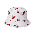 Cappello da pescatore reversibile in cotone per uomo e donna con stampa di ciliegie rosse - M (56-58cm) / Bianco