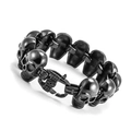 Bracciale teschio punk gotico da uomo in acciaio inossidabile placcato nero lucido - 22cm / Nero