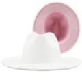 Two-tone wool felt fedora with white crown and vibrant pink wide brim underside - M (56-58cm) / White with Pink Inner