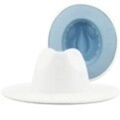 Two-tone wool felt fedora hat in white and sky blue with a stylish wide brim design - White/Sky Blue
