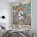 Böhmischer Tarot-Wandteppich mit „Der Turm“-Design für die Schlafzimmerwand - 130x150cm / Der Turm