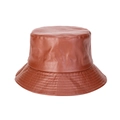 Sombrero de pescador de cuero PU marrón con costuras reforzadas en el ala - M (56-58cm) / Marrón