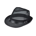 Classic black breathable mesh fedora sun hat with stylish leather band for men - Black