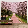Grande arazzo da parete con paesaggio di fiori di ciliegio e sentiero forestale - 150x130cm / 26-Viale dei ciliegi rosa