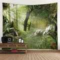 Arazzo con paesaggio forestale e luce solare per decorazione murale del dormitorio - 150x130cm / 15-Rocce della Foresta con Nebbia Mattutina