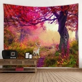 Arazzo da parete con bosco e cervi per decorazione casa in stile foresta di acero rosso e viola - 150x130cm / 21-Cervo Sika della foresta