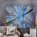 Forest canopy wall tapestry with starry lights for modern bedroom dorm decoration - Blue Sky and Trees