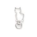 Mousqueton en métal argenté en forme de chat avec anneau rotatif pour porte-clés DIY - 19*42mm (Avec Anneau Brisé 8mm) / Argenté