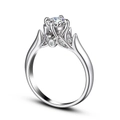 Dettaglio di un anello classico a sei griffe con zirconia e accenti a forma di foglia - US 7 / Oro Bianco