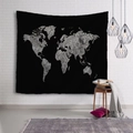 Arazzo minimalista mappa del mondo con trama marmorea su sfondo di mattoni bianchi - 200x180cm / Mappa delle stelle