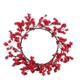 Künstlicher roter Beerenkranz für Weihnachten und Winterdekoration auf weißem Hintergrund - 19cm Innen-/35cm Außendurchmesser / Rot