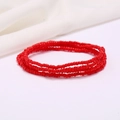 Handmade multi-layer red seed bead beach waist chain with a stretchable elastic design - #3(Red)