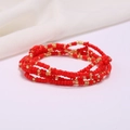 Multilayer bohemian waist chain featuring red and gold seed beads on white fabric - #4(Red Gold)