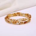 Handmade multi-layer waist bead chain featuring gold, brown, and white seed beads - #7(Gold Brown White)