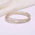 Multi-layered crystal glass seed bead strand anklet with shimmering silver finish - #11(Transparent Silver)