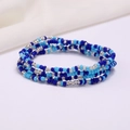 Multilayer blue and silver seed bead wrap bracelet in a spiral beach style design - #21(Blue Silver Spiral)