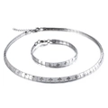 Ensemble de bijoux minimalistes en acier argenté avec collier à maillons et bracelet assorti - Style A Parure de Bijoux (KS129867-Z)